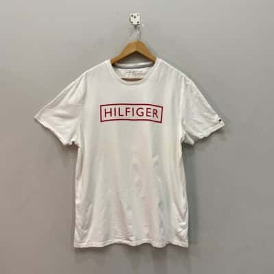 Tommy Hilfiger Mens  Size L Short Sleeve T-shirt Red / White 