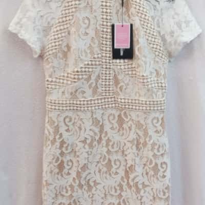 Pretty Little Thing Womens  Size 12 Mini Dress / Short Sleeve Dress White 