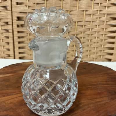 Vintage Elegant Lead Crystal Cruet Jug Hand Cut Diamond Oil Vinegar Bottle Tableware Collectable Birthday Gift Hightea Wedding Mum 