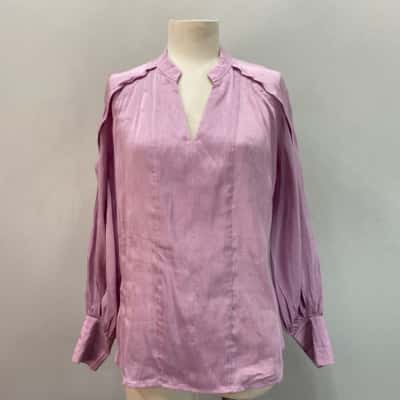 Country Road  Linen/Silk  Size 6 Long Sleeve Shirt  Lilac 