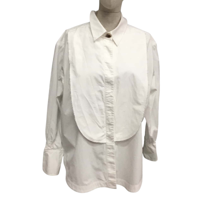 AJE Size 14 Long Sleeve Bib Shirt White 