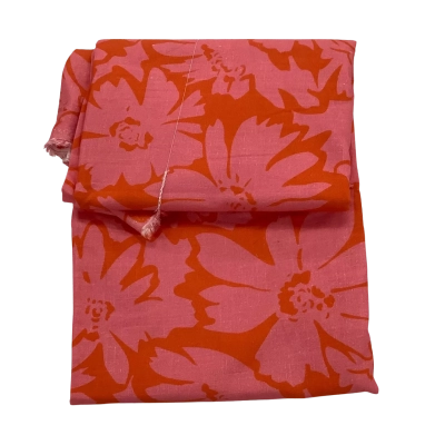 Bright Summer Fabric Orange Pink Floral 114 x 400 cm.    Fab1