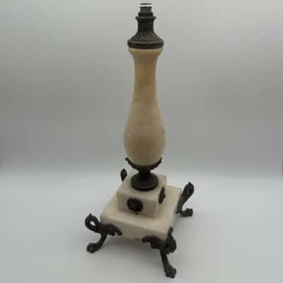 Vintage White Marble Alabaster Table Lamp Base 