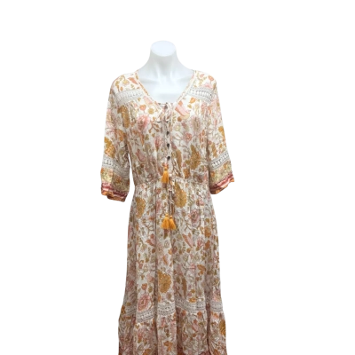 Dreamcatcher Womens  Size 14 / XL Floral Dress Floral / Orange / Pattern / White 