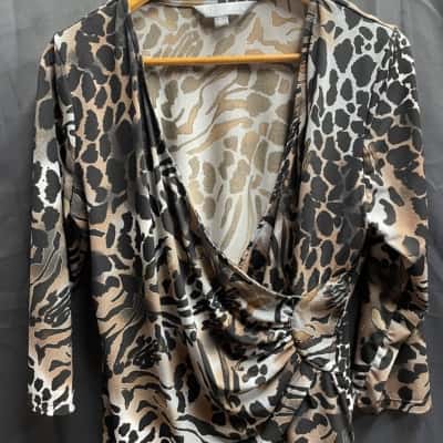 Liz Jordan Womens Size L Animal Print Top