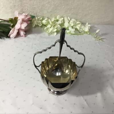 Imperial Art Deco EPNS Open Sugar Bowl with Grosvenor Spoon