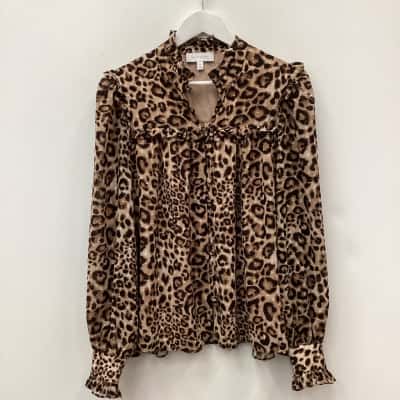 Witchery Animal Print Blouse - Size 12 