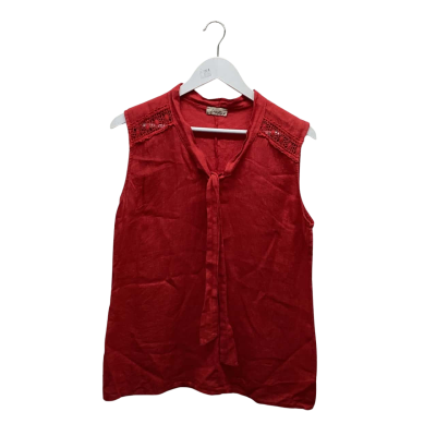 Logica - made in Italy Womens Size M red 100% linen top