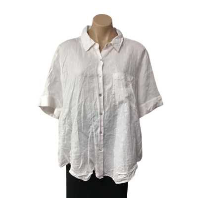 Sussan Womens Size 18 Pale Pink Linen Short Sleeve Shirt 