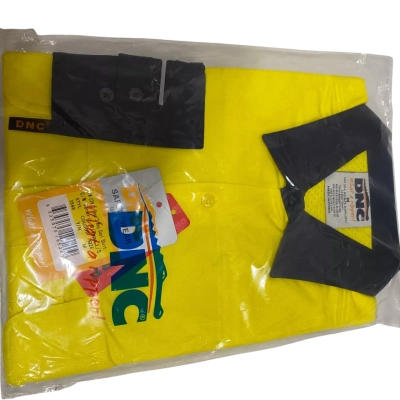 DNC  Mens  Size M Long Sleeve Shirt Navy Blue / Yellow 