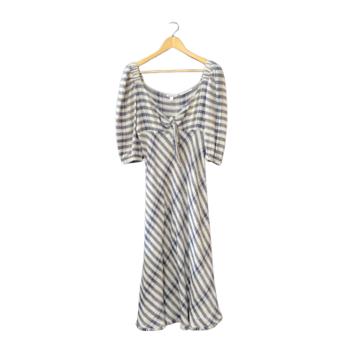 Country Road Size 10 Casual Dress Beige/Checked/Multicoloured/Navy Blue 
