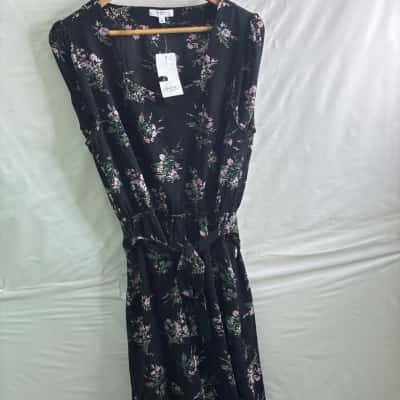  Khoko Smart Womens  Size 12 Midi Dress Black  / Floral 