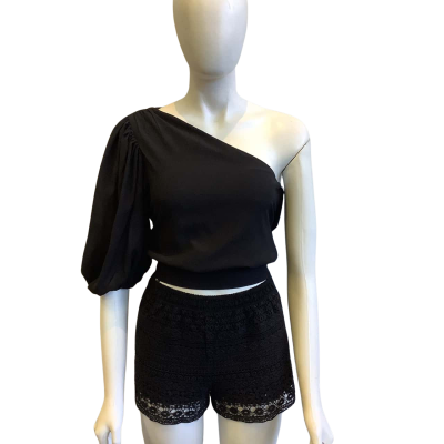 BNWT Portmans Women's Size 6 Short Sleeved Off-the-shoulder Top Black 