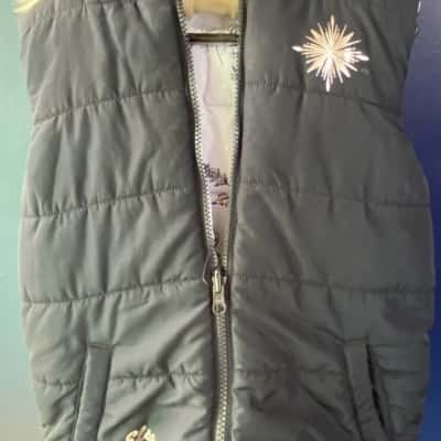 Disney Frozen Reversible Hooded Puffer Vest  Size 7 Jackets Blue 
