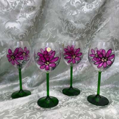 Hand Painted Wine Glasses