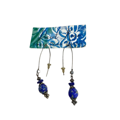 Desert Rose by Simone Dennis Design Blue Beaded Drop Earrings