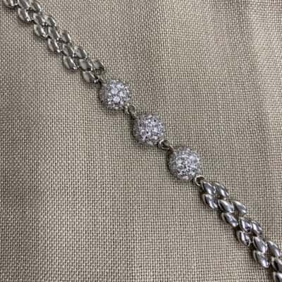  Womens Silver Tone Diamanté Studded Ball Accents Bracelet 