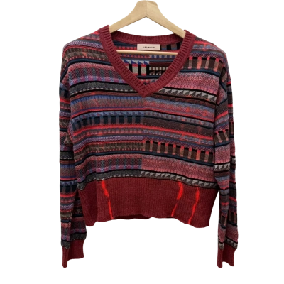  Aldo Martins Womens  Size S V-Neck Jumper Blue / Multicoloured / Orange / Pink  / Red 