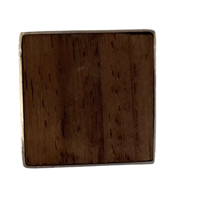Sterling Silver Ring With Square Wooden Inlay