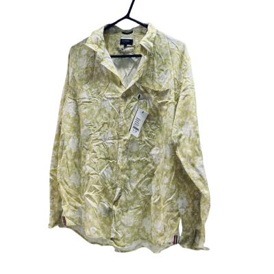 Oxford Holloway Linen Blend Printed Shirt – Mustard Yellow (Size L)