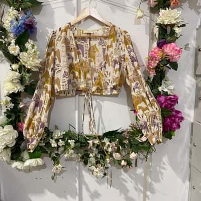  Womens  Size 12 Cropped Top / Long Sleeve Top Multicoloured / Mustard / Purple / White 