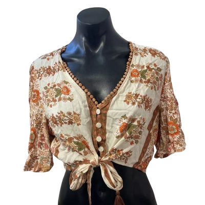  Rusttydustty  Size XL Short Sleeve Shirt Brown / Floral 