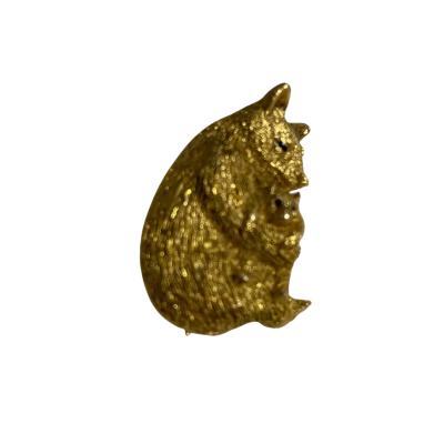  Womens Brooch Gold Toned Mother and Cub