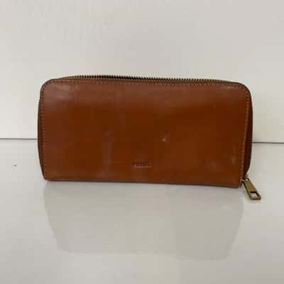 Fossil Leather Zip Around Clutch Wallet