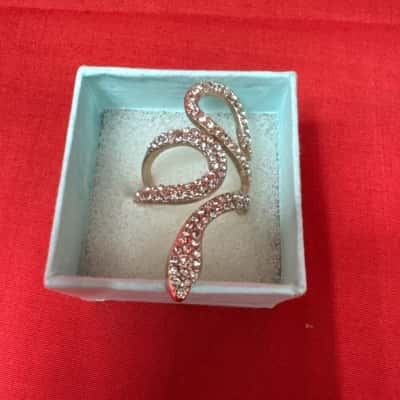  Women's Silver Tone Snake Pave Ring 