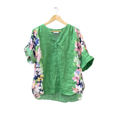 Sussan Size 12 Short Sleeve Top Floral/Green/Multicoloured/Pattern 