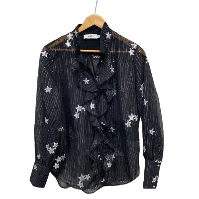 Joey Womens  Size 8 Long Sleeve Shirt Black  / Silver Stars 