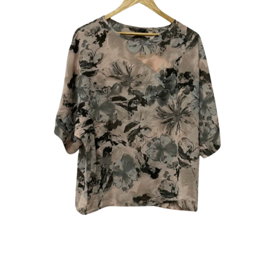 Liz Jordan Womens  Size 10 Short Sleeve Top Black  / Grey / Pink  
