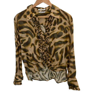 Country Road Womens  Size 8 Button Up Top / Long Sleeve Top Multicoloured / Pattern 
