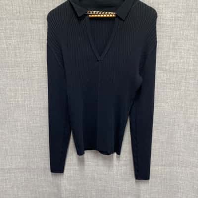 Karen Millen Womens Size L V-Neck Jumper Black  