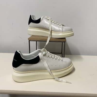 Alexander McQUEEN Exaggerated-sole Leather Sneakers Size 40 White 