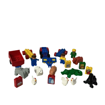 Collection of Vintage Lego Duplo Farm-themed Animals, Pieces & Figures