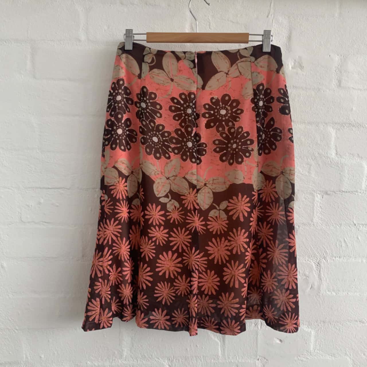 12156 Pink Patterned Midi Skirt main image 1