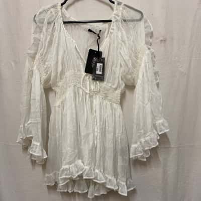 Women's Long Sleeve White Dress