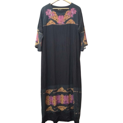  Lulav Women's  Size L Black Maxi Dress with Gold / Purple Bedazzling