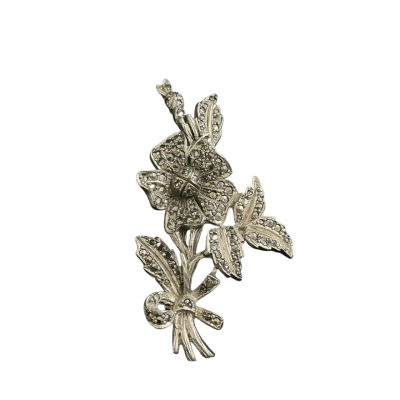  Womens vintage marcasite flower Brooch 