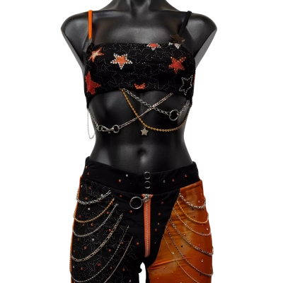 Nateski rhinestone top and short set 