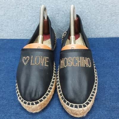  Womens love moschino  Size 37 Espadrilles Black with Gold stud detail