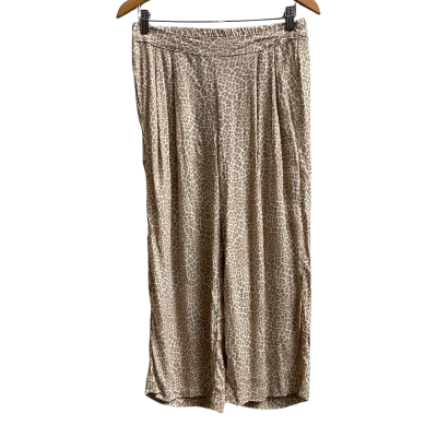 Brand New Katies Womens  Size 8 Animal Print Wide Leg Pants Beige / White