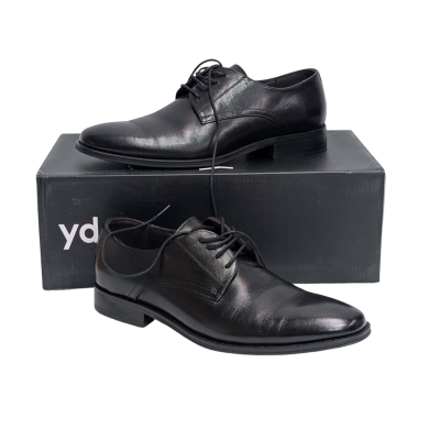 Yd. Mens Black Marble Leather Lace Up Dress Shoe
