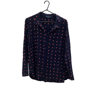 French Connection Womens  Size 12 Button Up Top Navy Blue 