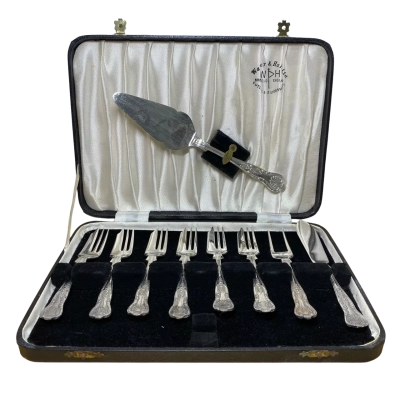 Vintage Walker and Hall cake server and cake forks