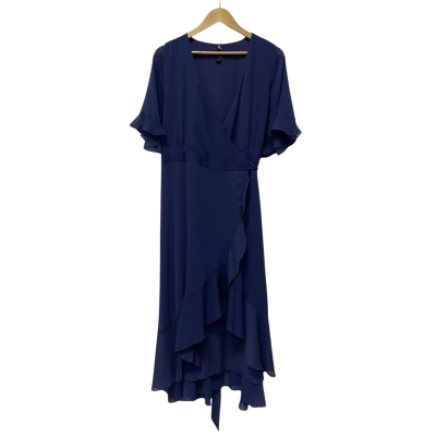 Taking Shape Womens  Size 20 Cocktail Dress / Midi Dress / Short Sleeve Dress  / Wrap Dress Blue 
