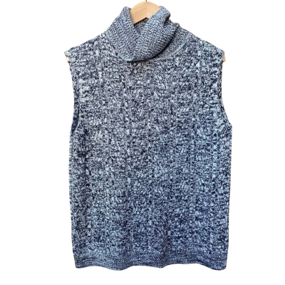 Sussan Black/White Turtleneck Sweater Vest Size L