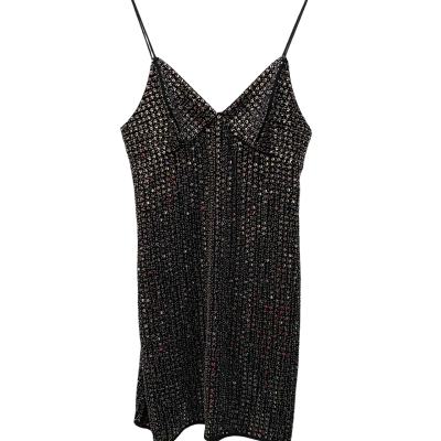 Bardot Womens  Size 8 Cocktail Dress / Mini Dress / Shoestring Strap Dress Black  / Silver 