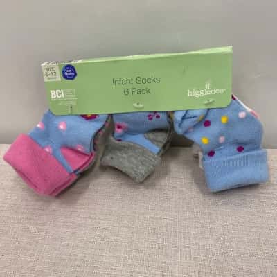 Higgledee Baby Size 6-12m Socks 6Packs Multicoloured BNWT